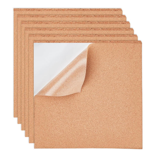 BENECREAT 6 Pack 12x12 Back-Adhesive Cork Sheets 3mm Thick Rectangle Insulation Cork Backing Sheets for Coaster, Wall Decoration, Wedding Party, Festival DIY Crafts Supplies