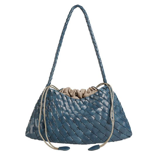 YLYYHH Basket Woven Handbag, Woven Shoulder Bag Cute Hobo Purse Tote Handbag, Woven Underarm Bag with Small Pouch, Blue