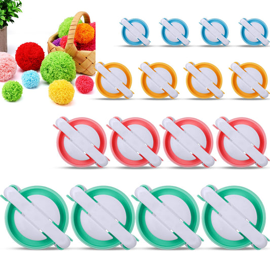 Suncalla 16 Pcs Pompom Makers for Yarn 4 Different Sizes Pompom Maker Kit Craft Tool Set Fluff Ball Weave DIY Wool Yarn Knitting Craft Project for Adult Home Crafts Gifts