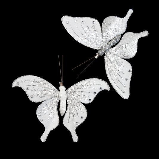 Berfutall- 3D Fabric Butterfly Wall Decor for Home Decor, Garden Decor, 8.66 Inches, Silver
