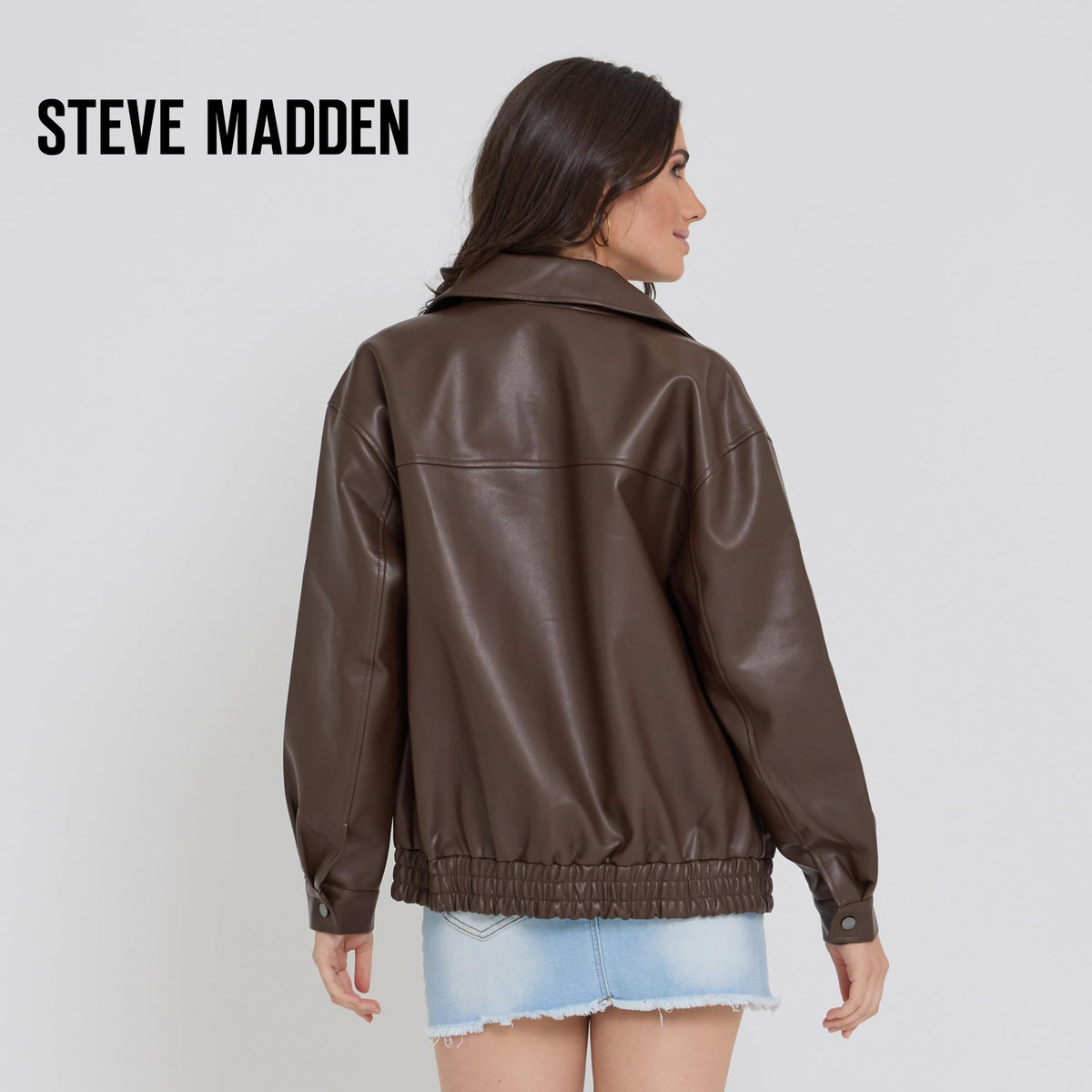 Steve Madden Leather Jacket Women – Faux Leather Oversized Bomber Jacket Women, Plus Size Motorcycle Jackets