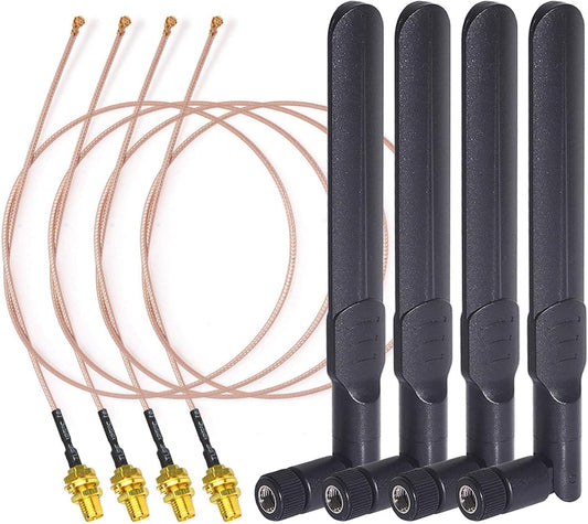 BINGFU 2.4GHz 5GHz 5.8GHz 8dBi 20cm 8 inch RG178 4-Pack Dual Band WiFi RP-SMA Male Antenna Cable for WiFi Router