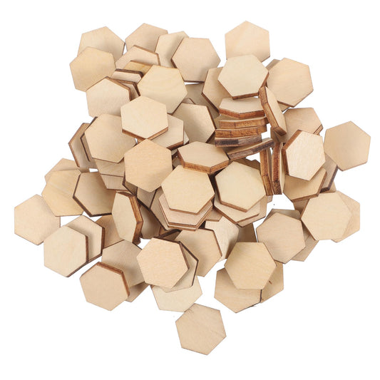ARTIBETTER 100 pcs Wooden Pieces Hexagon Wood Shape Beech Wood for DIY Arts Craft Project Ready to Paint or Decorate (17.5mm)