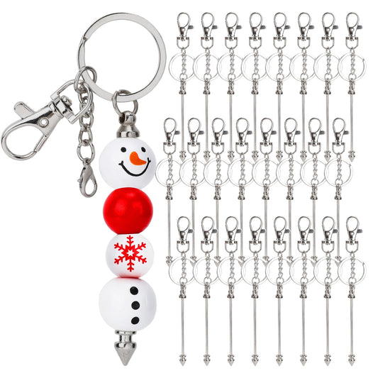 Sploziia 24Pcs Beadable Keychain Bars Bead Keychain Making Kit Gold Beadable Keychains Beaded Items DIY Pendant Metal Blank Key Chain Accessories Bulk for DIY Crafts Jewelry Making Gift