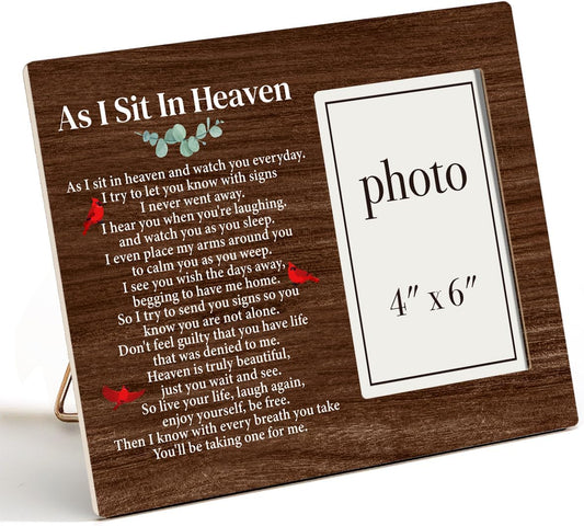 Zauly Sympathy Gift Picture Frame - Memorial Frame for Loved Ones | 4 x 6 Inch, 'As I Sit in Heaven'
