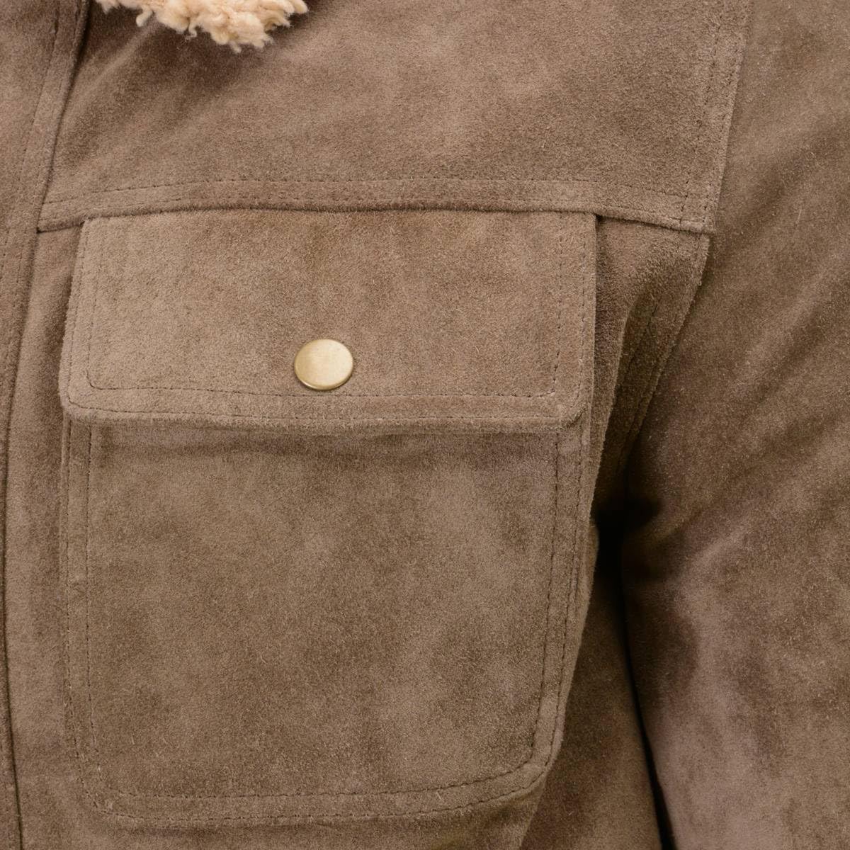Milwaukee Leather Vintage SFM1811 Men's Classic Taupe Suede Leather Fashion Coat Jacket w/Plush Sherpa Inside Lining - Large