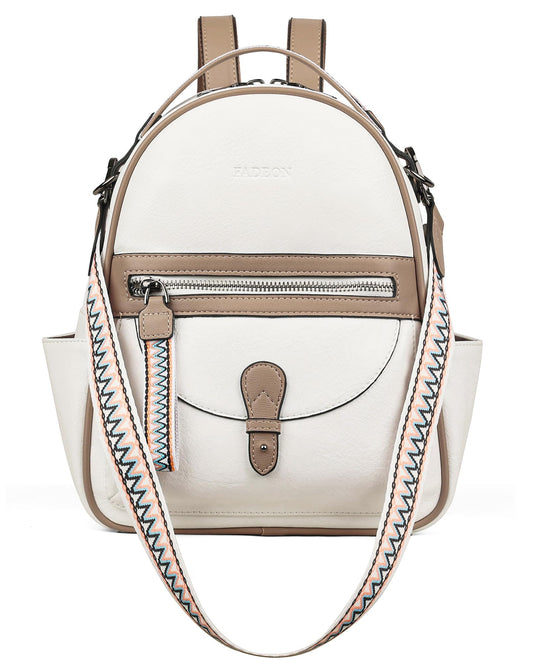 FADEON Mini Backpack Purse for Women, Designer Leather Cute Roomly Small Backpacks, Ladies Shoulder Backpack Fashion Handbag