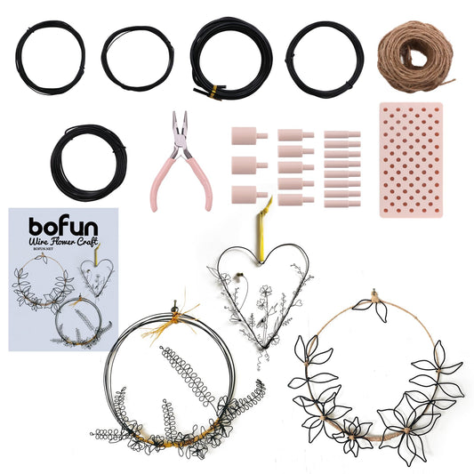 BoFUN Wreath Craft Kit for Teens& Adults Women, DIY Wire Wreaths Making Supplies for Outdoor Porch, Indoor Wall Hanging, Perfect for Spring, Summer, Fall, Halloween & Christmas Holiday Decor (Black)