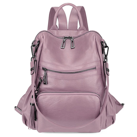 Uromee Travel Backpack Purse for Women Vegan Leather Ladies Fashion Tassel Shoulder Bag Convertible Black A