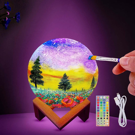 HOLA Paint Your Own Moon Lamp Kit, 2025 Updated USB Rechargeable, DIY Arts Supplies and Crafts Kit, Gifts for Kids Girls Boys Teens, Ages 6 7 8 9 10 11 12 13 14 15 16 Year Old Birthday