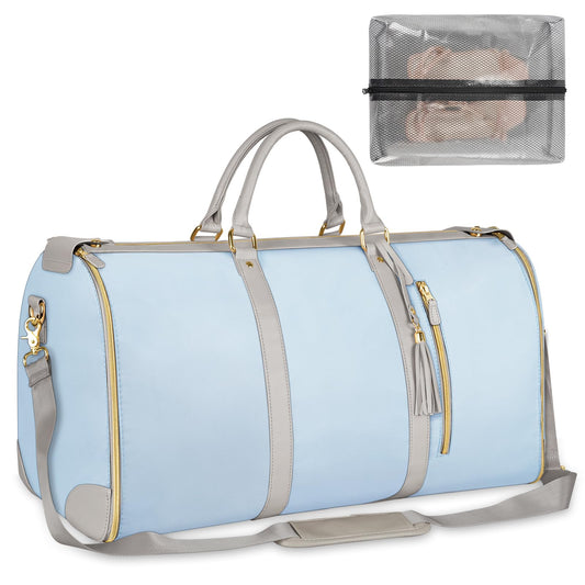 Ytonet Garment Duffle Bags for Travel, Convertible Travel Garment Bag with Shoulder Strap, Large Carry on Garment Bag Overnight Bag for Women with Shoe Pouch, 2 in 1 Hanging Suitcase Travel Bags, Blue