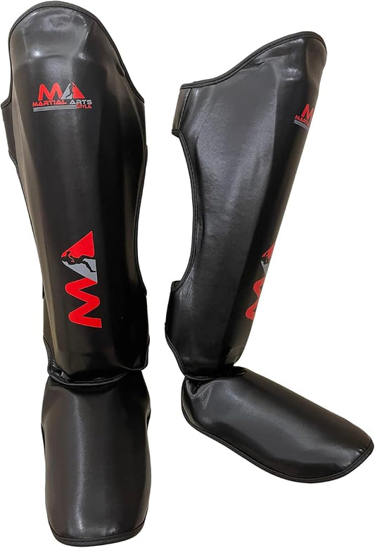 Muay Thai Shin Guards, Shin Pad for Martial Arts, Kick Boxing Leg Instep Protection Pads for Sparring, MMA Kickboxing Taekwondo Professional Training Equipment Gear