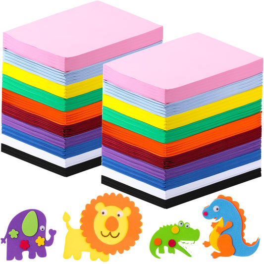Ctosree 400 Foam Sheets Crafts 8.5 x 5.5 Inch EVA Foam Paper Assorted Colors Thick Handcraft Sheets for DIY Craft Projects Classroom Scrapbooking Multicolor