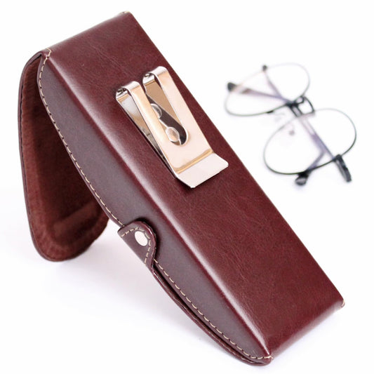 Orsus PU Leather Hard Eyeglass Case with Belt Clip, Felt Lining Glasses Case, Belt Waist Case for Sunglasses Reading Glasses F5015BR