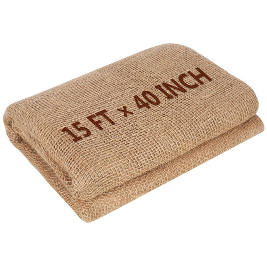 Ztzfacai 15FT x 40" Natural Jute Burlap Fabric, Burlap Cloth for Weed Barrier,DIY Crafts&Party Decor, Burlap Plant Covers Winter Freeze Protection, Burlap Tree Trunk Wrap for Outdoor Shrubs