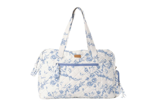 Staya Quilted Weekender for Women – Overnight Bag, Hospital Bag for Labor and Delivery, Soft Cotton Quilted Duffle, Perfect Carry-On Travel (Coastal Grandma)