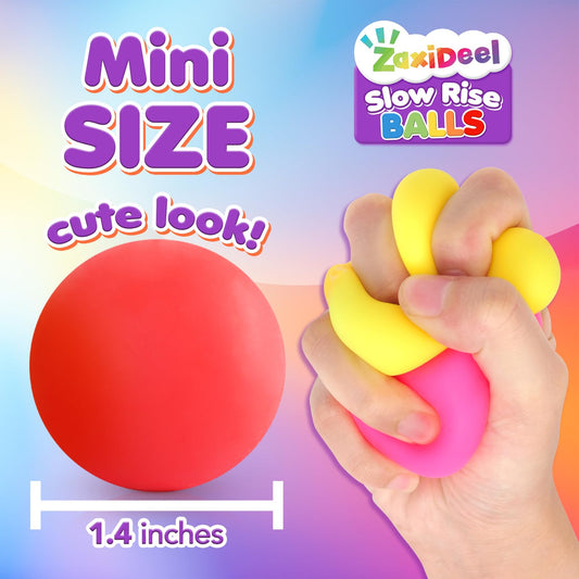 Slow Rising Stress Ball 50 Pack: Mini Squishy Ball for Kids Anxiety Relief, Hand Therapy Sensory Toy, Pull Stretch Fidget Toy, Prize Box Toys for Classroom, Bulk Toy for Teacher, Offices & Group