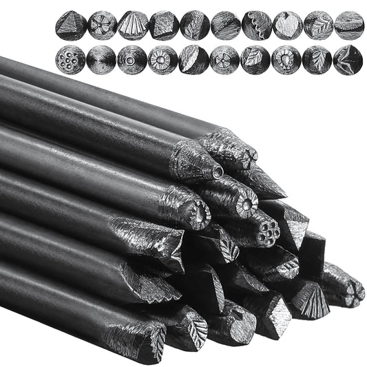 Moxweyeni 20 Packs Metal Stamping Kit Steel Punches 4 mm Flower Punch Stamp Set Practical Stamping Jewelry Tools for Ring Jewelry DIY Craft(Fresh Style)