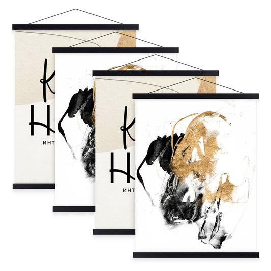 Benjia 4 Pack 8x10 8x12 8x18 Poster Frame, Magnetic Light Wood Frame Hanger for Photo Picutre Canvas Artwork Art Print Wall Hanging (4 Packs, 8", Black)
