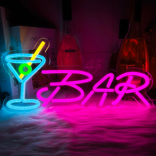 Bar Neon Sign Neon Bar Signs for Home Bar LED Lights up Beer Signs for Party Wall Decor Man Cave Neon Light for Bar Pub Restaurant Christmas Gift, LED Business Bar Signs