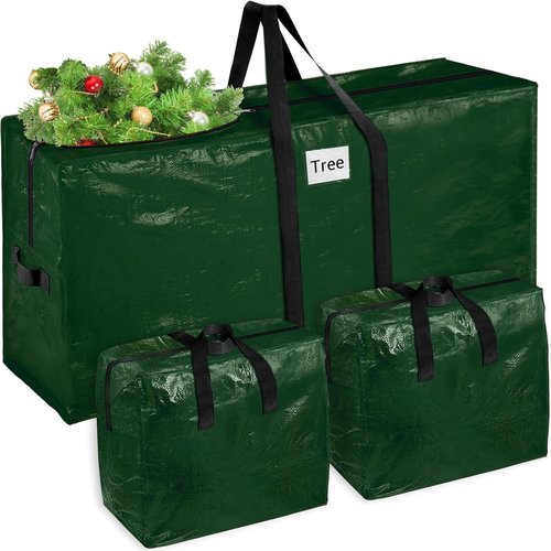BlessedSeason Christmas Tree Storage Bag - Waterproof 7.5 Ft Design with 2 Tinsel Garland Bags, Reinforced Handles