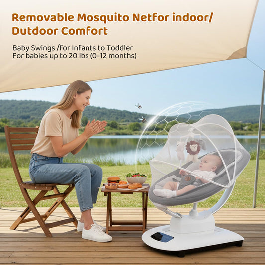Baby Swing, Multi-Motion Baby Swings for Infants to Toddlers, Enabled with 5 Unique Motions & 5 Speeds, 360° Rotating Seat, 5-Point Harness, 5 Preset Lullabies