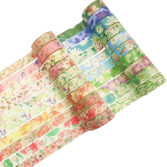 VIVIQUEN 20 Rolls Flower Washi Tape Set, 15mm Floral Washi Tape for Bullet Journal, Masking Decorative Tapes for Arts and DIY Crafts, Gift Wrapping