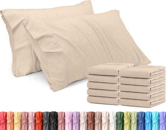 Utopia Bedding King Pillow Cases - 12 Pack Soft Brushed Microfiber | Fade Resistant 20 X 40 Inches (Beige)