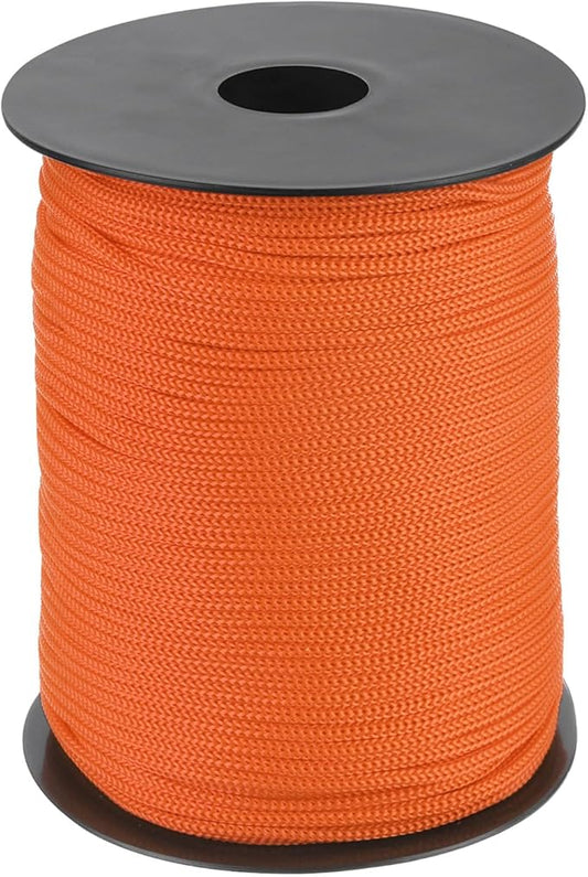 MECCANIXITY 1/8 Inch Polypropylene Rope Braided Ropes, 328ft Nylon Rope Hollow Utility Cord for Clothesline, Camping, Hiking, Outdoor, Dark Orange