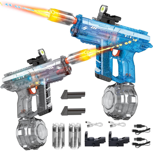 2 Pack Electric Water Gun for Adults Kids: Light Up Automatic Squirt Guns, 26-32FT Long Range, 800CC Large Capacity, Summer Outdoor Pool Games for Ages 8-12, Beach Backyard Family Party Toys Gift boy