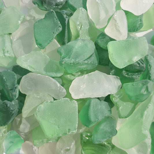 QYGL Sea Glass Block - 1LB Green Mixed Frosted Sea Glass - Vase Filler and Aquarium Ornament, DIY Craft Supplies for Art, Sea Glass Decor, Beach Weddings, and Home Decor