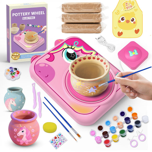 Pottery Wheel for Kids, Girls Arts and Crafts Toys for Kids Ages 8-12,Pottery Craft Kit with 3 Pack Air-Dry Clay, Art Supplies for Kids Toys Girls Birthday Gift for 6 7 8 9 10 11 12+