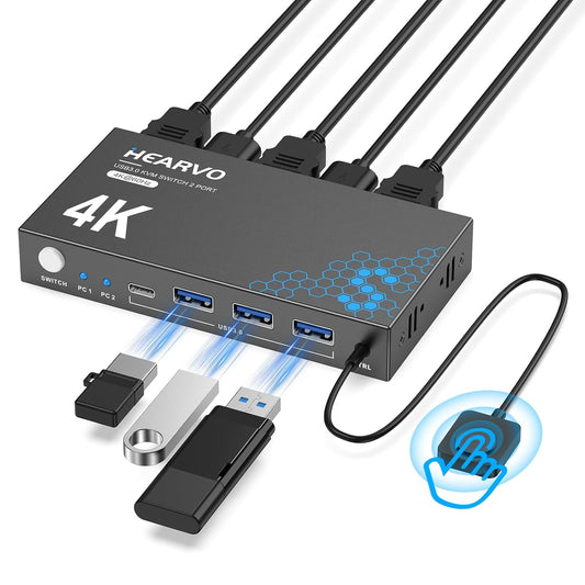 3.0 1 2 4K@60Hz 2 2USB -S7232H Hearvo USB HDMI KVM Switch Monitors Computers, KVM Switches for Computers Sharing