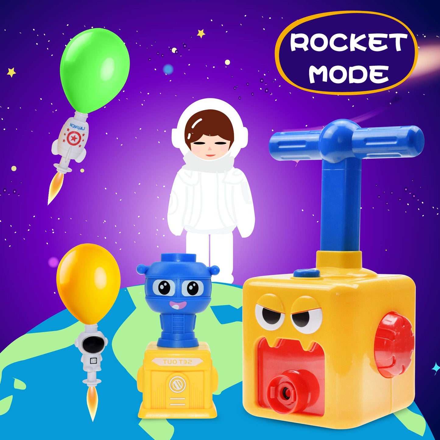 BAKAM Toddler Toys 3-4 for Boys Girls, Balloon Launcher & Powered Car Set, Fun Toddlers STEM Toy Balloon Pump Cars Racer Kit for Kids 3-5 (Frog)