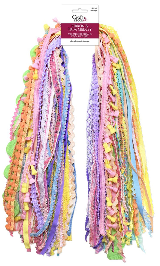 Ribbons for Crafts - 30 Yd Pack Pastel Ribbon for Hair Ribbons for Girls Spring Ribbon Craft Fabric Trim Assorted Cute Decorative Bulk Sewing Trim Wrapping Bow Making Supplies Variety Scraps Bundle