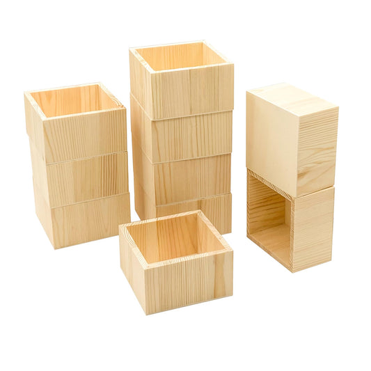 Cregugua 10 Pack 4 Inch Square Wood Box Unfinished Small Wooden Boxes for Crafts (Outer 4.1x 4.1x 2.4 IN ,Interior 3.5 x 3.5 x 2.3 IN)