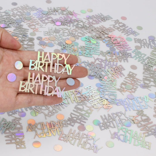 Blopee Birthday Confetti for Table Happy Birthday Decorations, 270 PCS Iridescent Confetti for Iridescent Party Decorations
