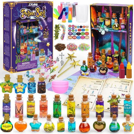 Zydane Fairy Potion Making Kit for Kids - Birthday Gifts for Girls Ages 6 7 8 9 10 Ideas for Girls 8-10 - Arts and Crafts Toys for Kids 6-8 - 24 Bottle Magical Workshop Craft Set