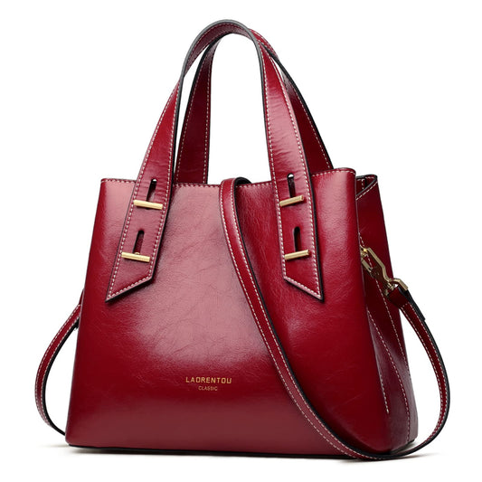 LAORENTOU Women Crossbody Handbags Genuine Leather Satchel Handbags for Women Top-handle Shoulder Tote Purses