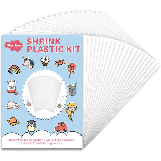 Warckon 30 Pieces Shrink Plastic Sheets, Shrink Art Paper Shrink Film Sheets Frosted for Kids Creative Craft, Create Your Own Earrings, Necklace, Keychains(A5 Size)