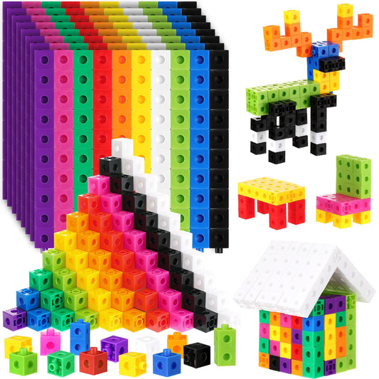 Jenaai 2000 Pieces Linking Cubes for Math Counting Cubes, Colorful Plastic Counting Blocks, Math Manipulatives Classroom Learning Supplies for Preschool Kindergarten Games