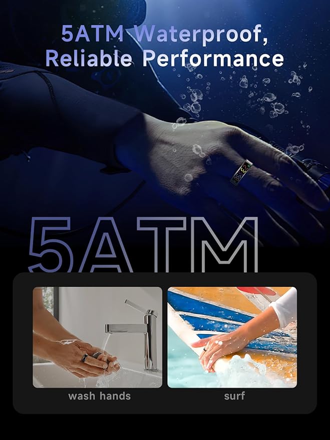 Smart Ring for Women Men, Health Ring with Colorful Display, Fitness Tracker with Heart Rate, Blood Oxygen, Sleep Monitor, No Subscription Fee, 5ATM Waterproof for iPhone & Android (Rose Gold, 10)