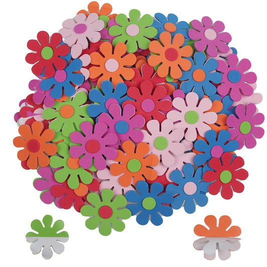 HLGHLG 100 PCS Colorful Foam Flower Stickers - Large Wall Stickers for Crafts, Classroom, Kids Room, Stage Party Decoration | Reusable & Removable