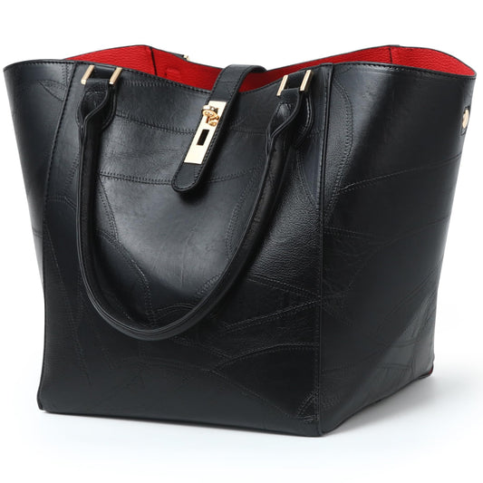 sqlp Large Work Tote Bag for Women Designer Purses and Handbags Big Bucket bags Womens Travel Shoulder Bag Black Patterned
