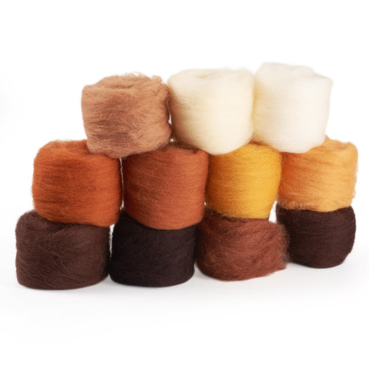 Bestewelry 1.94oz Wool Roving Yarn Autumn Theme Needle Felting Wool 10 Styles Soft Spinning Felting Supplies for DIY Crafts Felt Blending Weaving Hand Spinning