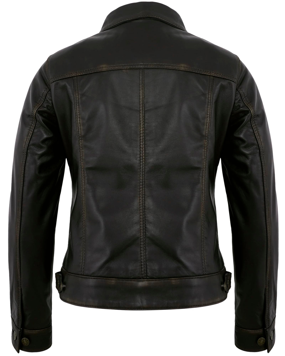 UrbanFocal Biker Style Womens Leather Jacket - Real Lamskin Brown Leather Motorcycle Jacket Women | [101013206] F.Trucker Ruboff, 2XL
