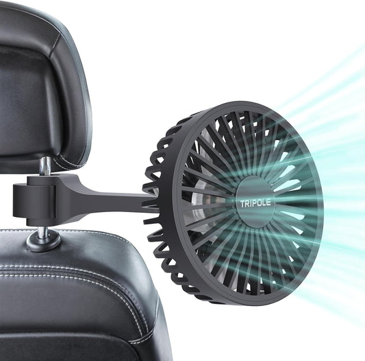 3 5V TriPole Car Fan for Rear Seat USB Powered Powerful Speed Fan with Adjustable Clip for Vehicles SUV RV