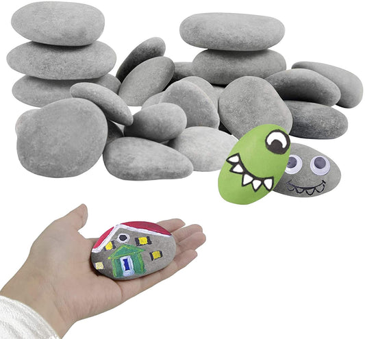 Simetufy 60pcs River Rocks for Painting Flat Smooth Stones for Arts DIY Kindness Rocks Craft Multiple Sizes