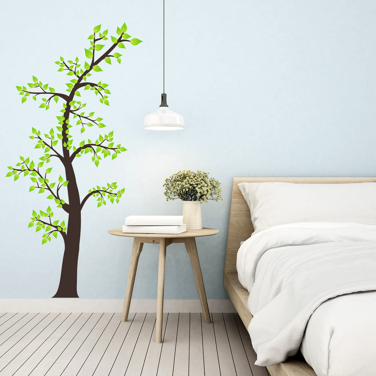 Amimagen Green Tree Wall Decals - Family Tree Wall Stickers - Bedroom Living Room Sofa TV Background Home Wall Decor