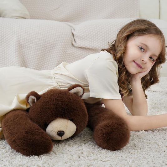 YGZE Weighted Bear Stuffed Animal Brown Bear Plush Toy 24 Inch 4 Pound Soft Fur Long Arms Hugging Toy Cozy Gift for Kids Adults Christmas and Birthdays